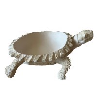 19" Cream and Gold Polyresin Sea Turtle Bowl