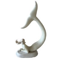 14" White Polyresin Modern Mermaid Statue