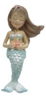 7" Multipastel Polyresin Girl Mermaid Holding a Starfish Figurine