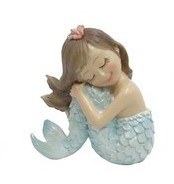 5" Multipastel Polyresin Girl Mermaid Sitting Holding Her Knees Figurine