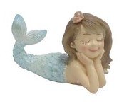 5" Multipastel Polyresin Girl Mermaid Laying Figurine