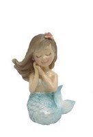 5" Multipastel Polyresin Girl Mermaid Sitting Figurine