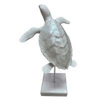 23" White Capiz and Polyresin Sea Turtle Statue