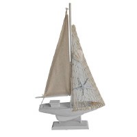 18" Beige and White Sailboat Statue