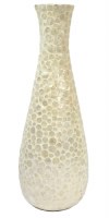 27" White Bottle Capiz Vase