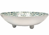 18" Round Blue Capiz Ball-Footed Bowl