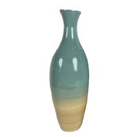 18" Blue and Natural Bamboo Vase