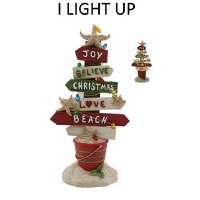 14" LED Polyresin Multicolor Christmas Beach Signs Statue