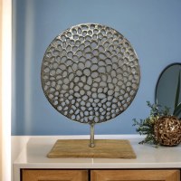 21" Silver Aluminum Pond Leaf Statue