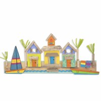 12" x 28" Beach Hideaway Tropical Village Wall Art Plaque