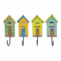 Set of Four 9" x 4" Multicolor Tropical Cabana Hooks