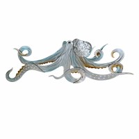 12" x 34" Stainless Steel Coastal Octopus Metal Wall Art Plaque