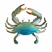 18" x 17" Stainless Steel Blue Coastal Crab Metal Wall Art Plaque