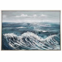 42" x 62" Crashing Waves Framed Coastal Canvas