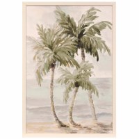 38" x 26" Triple Light Green Palm Trees Gel Textured Framed Coastal Print