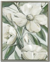 30" x 24" Pearly Petals 2 Floral Canvas Framed