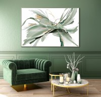 32" x 48" Green and Gold Abstract Agave Dance Canvas Framed