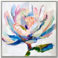 32" Sq Vibrant Bloom 1 Floral Canvas Framed