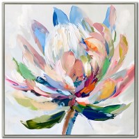 32" Sq Vibrant Bloom 2 Floral Canvas Framed