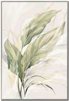 42" x 28" Green Plant Flow 2 Floral Canvas Framed