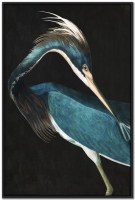 48" x 32" Blue Heron 1 Coastal Canvas Framed