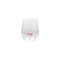 16 Oz Stemless Acrylic Wine Glass With a Flamingo in the Center