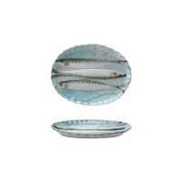 12" Oval Ceramic Three 3D Fish Dish