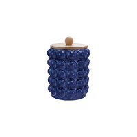 6" Round Dark Bue Ceramic Raised Dots Canister