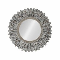 33" Round White Wash Short Vines Mirror