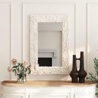 40" x 26" White Sticks Mirror