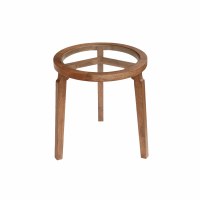 22" Round Light Brown Wood and Glass Top End Table