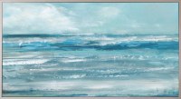 32" x 62" Blue Sea Horizon Coastal Canvas in a White Frame