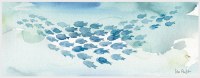 22" x 62" Blue School of Fish Coastal Canvas in a White Frame