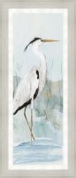 42" x 18" Gray Heron 1 Gel Textured Coastal Print in a Distressed Gray Frame