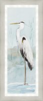 42" x 18" Gray Heron 2 Gel Textured Coastal Print in a Distressed Gray Frame