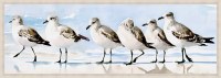 22" x 62" Six Sandpipers on the Beach Coastal Canvas in a Wood Frame