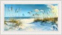 28" x 48" Sun on the Beach Path Gel textured Coastal Print in a White Frame