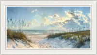 28" x 48" Foot Path Towards the Beach Gel Textured Coastal Print in a White Frame