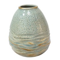 6" Aqua Textured Ceramic Vase