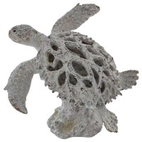 11" Taupe Faux Coral Sea Turtle Polyresin Costal Figurine