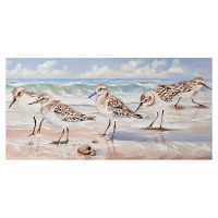 24" x 47" Five Sandpipers on the Beach Coastal Canvas