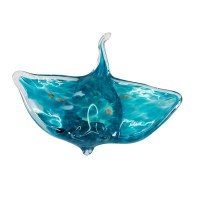 6" Clear and Blue Glass Sting Ray Figurine