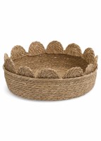 15" Round Scalloped Rim Natural Seagrass Basket