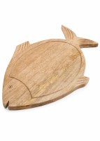 12" x 20" Brown Fish Shaped Wood Cutting Board