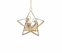 4" Gold Capiz Shell Nativity Scene Ornament