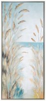 71" x 31" Sea Oats on the Beach With Blue in the Corner Coastal Canvas Framed