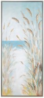 71" x 31" Sea Oats on the Beach With Yellow in the Corner Coastal Canvas Framed