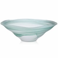 18" Round Green Alabaster Glass Bowl