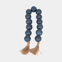 32" Blue 2" Round Wood Beads Table Garland