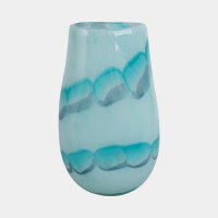 12" Blue and Turquoise Glass Vase